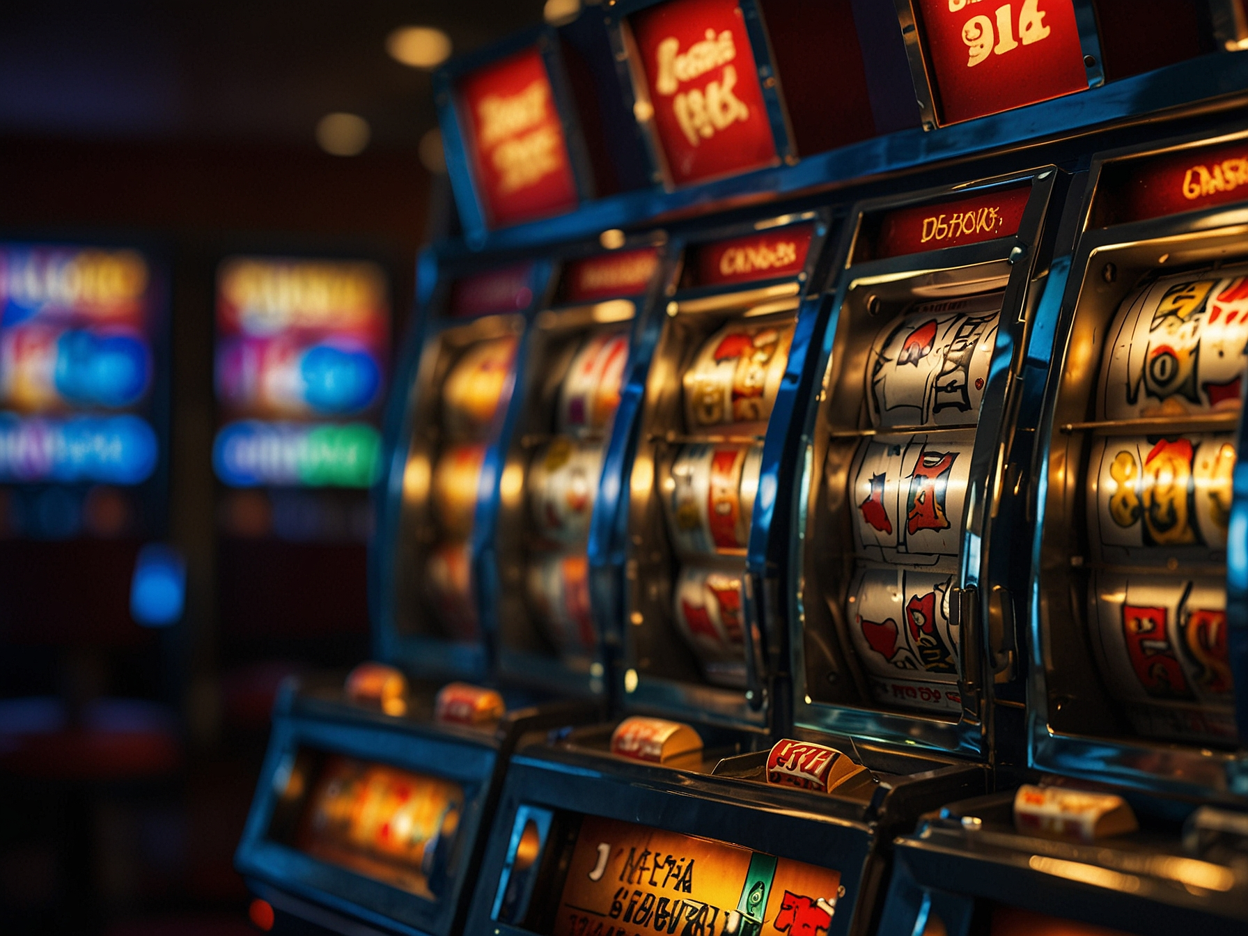 Progressive jackpot slot display with shining coins