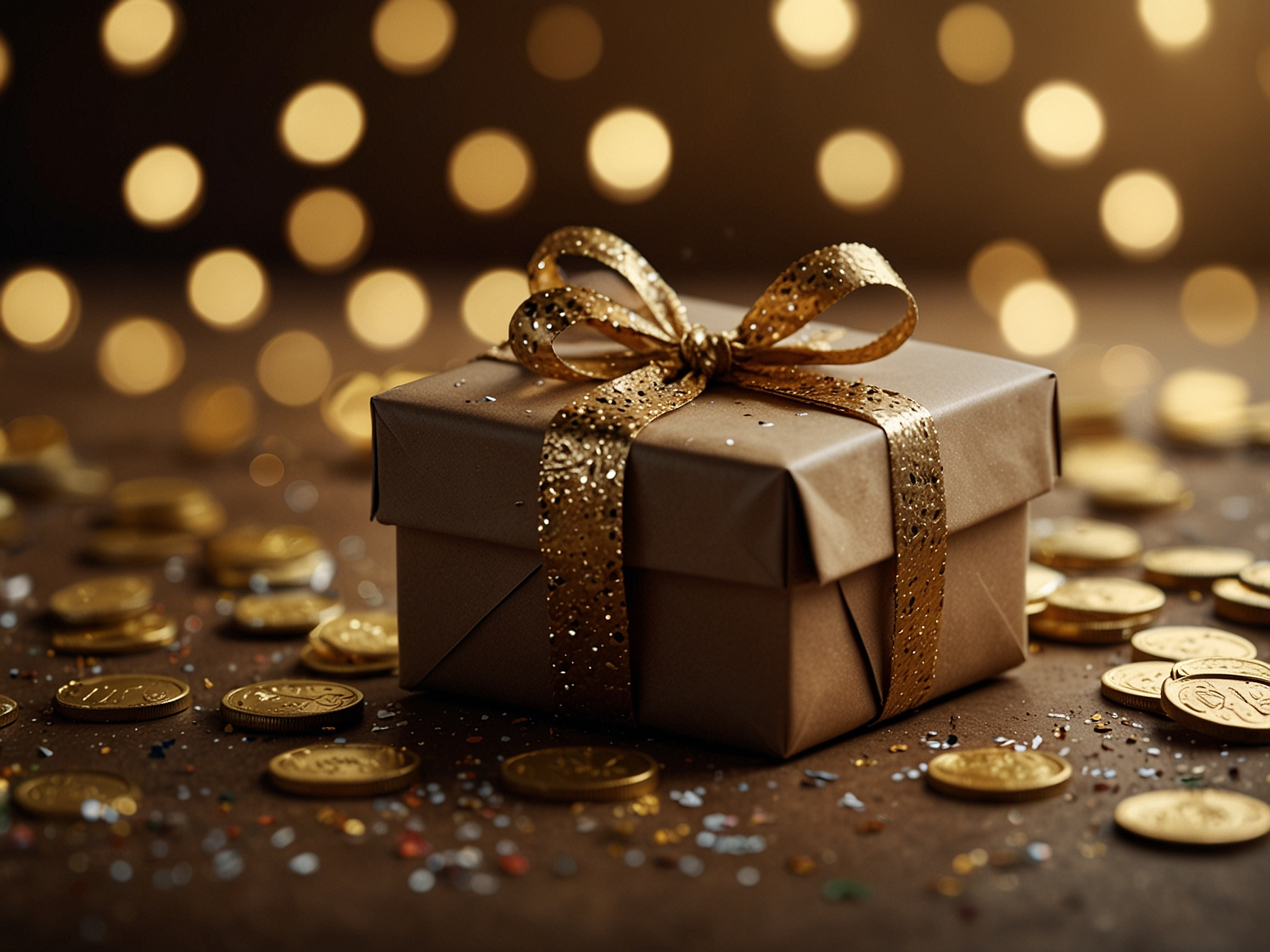 Welcome bonus illustration with gift box and coins