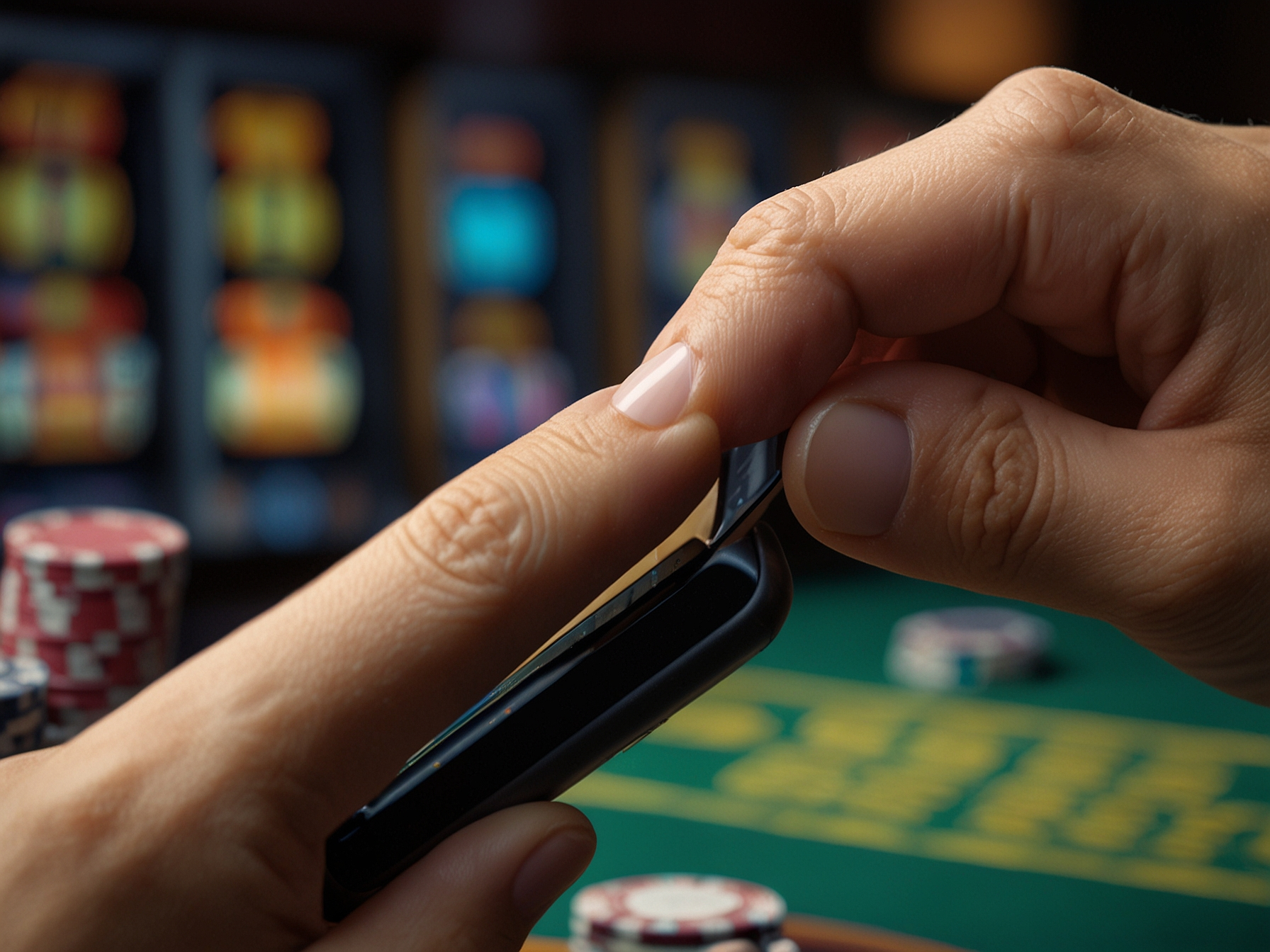 User playing casino games on mobile browser